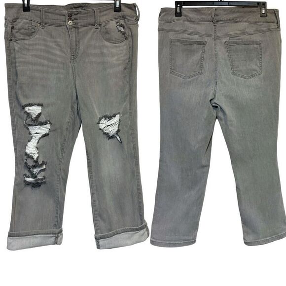 Torrid Gray Super Soft Distressed Crop Jegging Jean Size 18 - Picture 3 of 12